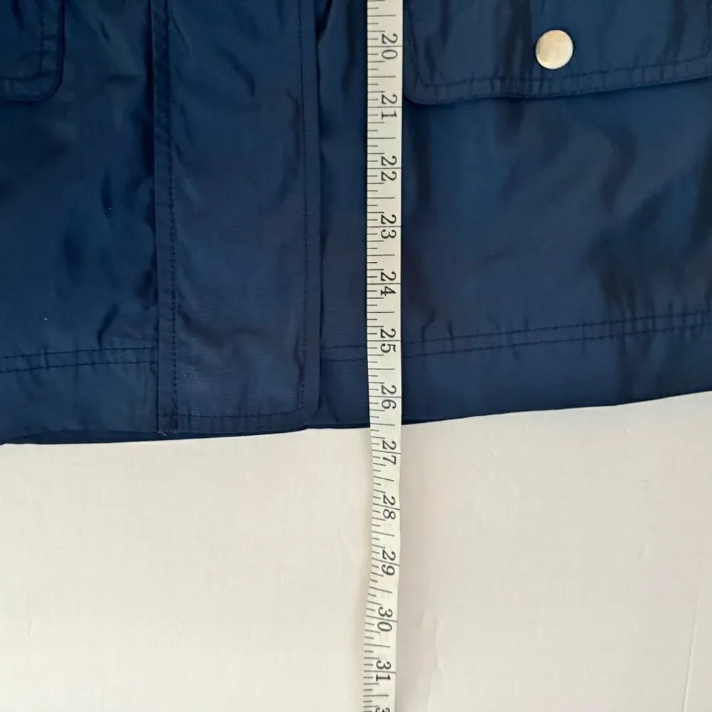 Coldwater Creek Windbreaker Navy Blue Shimmer Zip Snap Pockets Women's XS